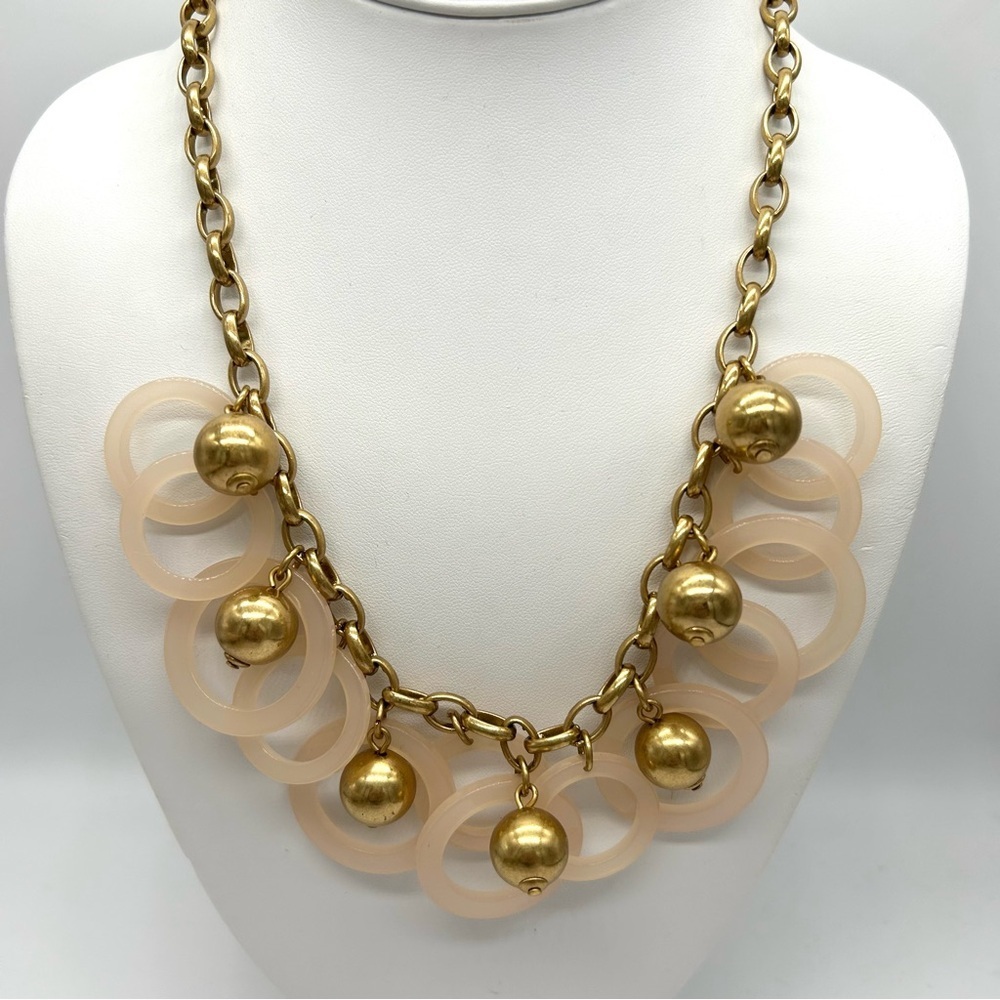 J. Crew Blush Rings and Gold Balls Necklace